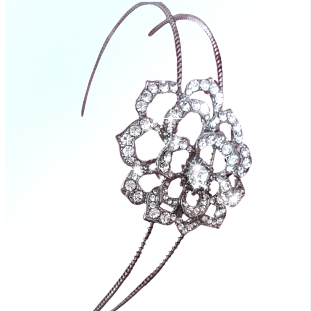 2 Sparkling Crystal Rhinestone Headbands Snowflake & Rose